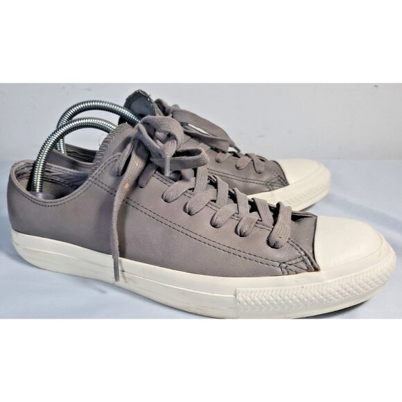 Converse All Star Unisex Low Top. Grey Leather Mens 8.5 Womens 10.5 - Picture 1 of 16